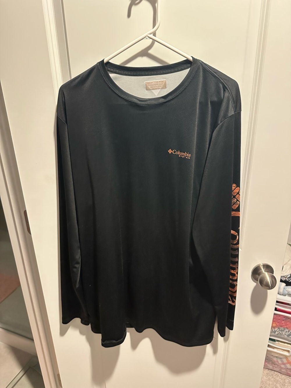 Columbia Black Long-Sleeve Performance Tee with Orange Logo